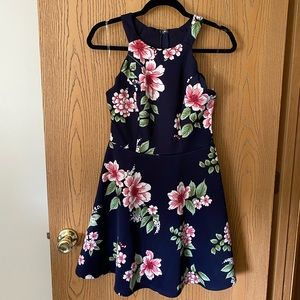 Trixxi Navy Floral Fit and Flare Dress